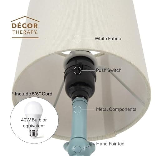 Decor Therapy Anchor Resin Accent Lamp, Easy on/Off Push-Through Light Switch, Coastal Style, Energy Efficient, 40W, Sky Blue - (8" D x 8" W x 16" H) thumbnail 7