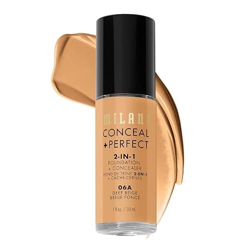 Milani Conceal + Perfect 2-in-1 Foundation + Concealer for a Flawless Complexion, Under Eye Corrector, Cover Redness and Imperfections, Waterproof and Sweatproof - Deep Beige - Image 1