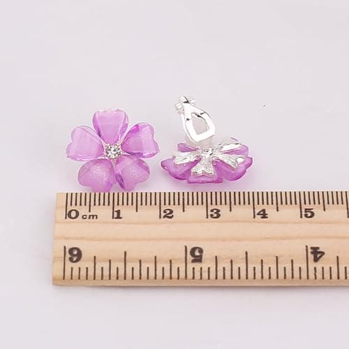GRACE JUN Silver Plated or Gold Plated Opal Flower Shape Clip on Earrings Non Piercing for Women thumbnail 5