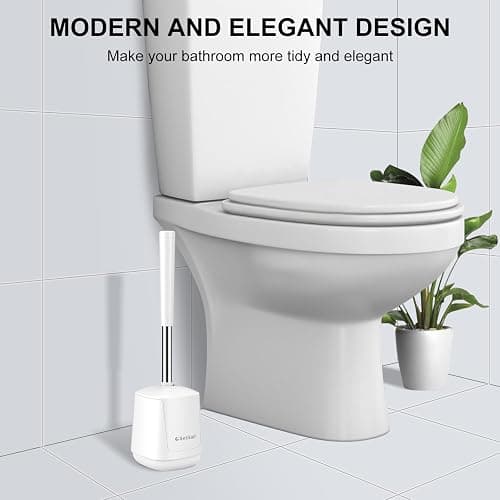 SetSail Toilet Brush, Self Closing Lid Toilet Bowl Brushes Holder and Extra Long Handle Ventilated Toilet Brush Set for Bathroom Cleaning, Nylon Bristles, Pure White thumbnail 7