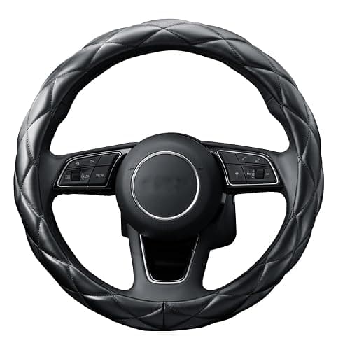 YHONGJT Soft Microfiber Leather Steering Wheel Cover, Universal 15 Inch for Women Girls, Fit Vehicles, Sedans, SUVs, Vans, Trucks - Black thumbnail 8