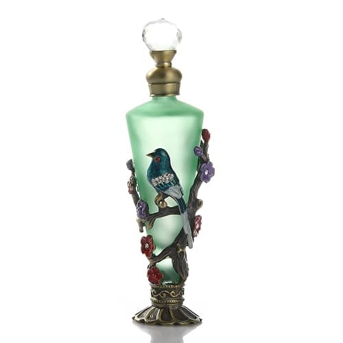 Yetaha Vintage Decorative Refillable Perfume Bottles, Fancy Crystal Perfume Bottles, Old Fashioned Bejeweled Flower Bird Essential Oil Bottle for Living Room Bedroom Decor Birthday Gift (30ML, Green) - Image 1