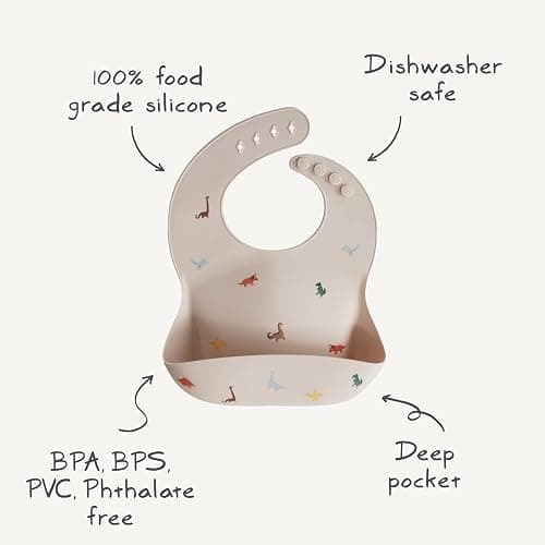 Mushie Baby Silicone Bib | Adjustable Fit Waterproof Bibs | Easy Wipe Baby Feeding Bibs | 4 Adjustable Sizes with Deep Front Pockets | 100% BPA and Phthalate Free thumbnail 8