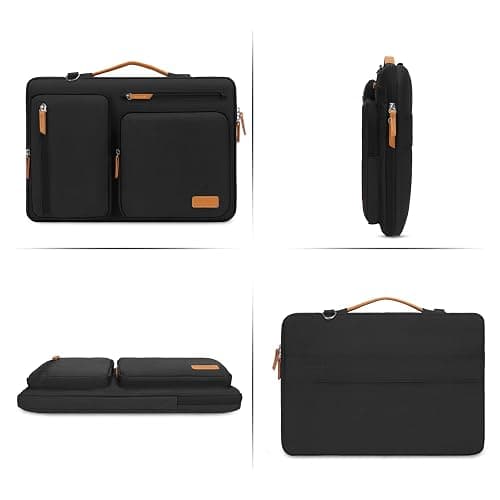 MOSISO 360 Protective Laptop Shoulder Bag,15-15.6 inch Computer Bags Compatible with MacBook Pro 16 inch, HP, Dell, Lenovo, Asus Notebook,Side Open Messenger Bag with 4 Zipper Pockets, Black thumbnail 7