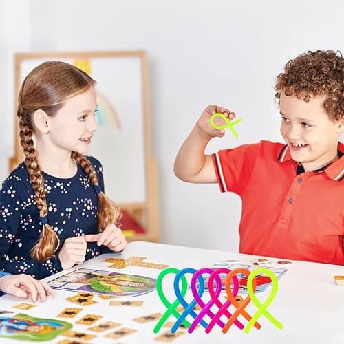 24 Pcs Monkey Noodles Fidget Toy,Stretchy Fidget Noodles Anxiety Relief Sensory,Strings Adhd Assorted,Diy Fantasy Stress Hands,Reducing Noodle Pinching,Bands Bulk Stretch For Anxiety thumbnail 2