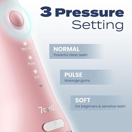 7AM2M Portable Cordless Water Flosser, Oral Irrigator with 3 Modes & 2 Tips, Fast Rechargeable, IPX7 Waterproof, Dental Water Flosser for Travel and Home Use (Pink) thumbnail 2