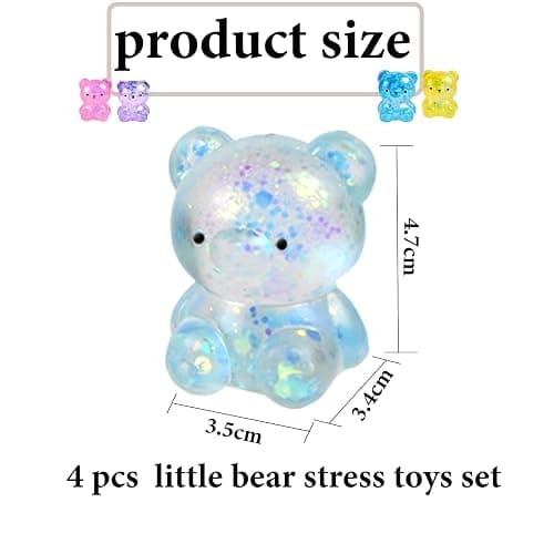 4 pcs Little Bear Stress Toys Set, Stress Relief Toy Ball Sensory Toys Relaxation And Stress Relief For Anxiety Relief,Party Favors, And Office Desk Decor Birthday Gifts For Children thumbnail 2