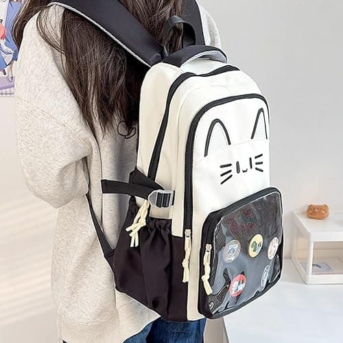 Ericetion Cute Kawaii Cat Ita Backpack with Pin Display – Girls & Women’s Y2k School Bag, Nylon Daypack thumbnail 6
