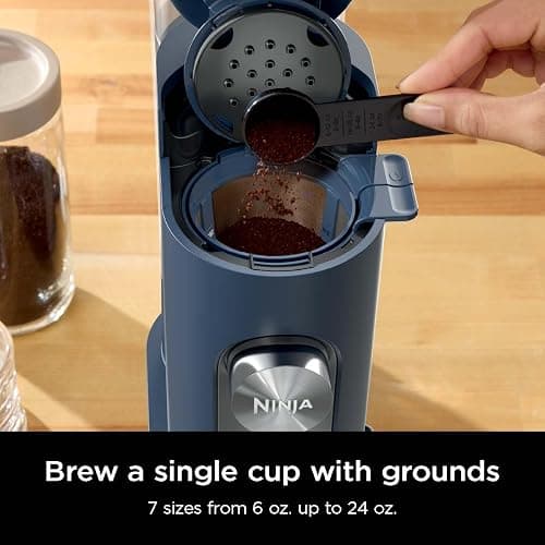 Ninja Pods & Grounds Single-Serve Coffee Maker, K-Cup Pod Compatible, 56-oz. Reservoir, 6-oz. Cup to 24-oz. Travel Mug Brew Sizes, Iced Coffee Maker, Navy, PB041NV thumbnail 3