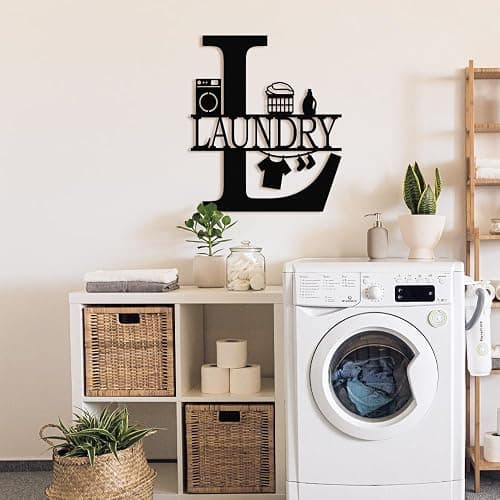 XORT Laundry Room Decor Sign, Vintage Metal Laundry Sign Wall Art for Modern Home, Kitchen, Bathroom Hanging Decoration. (Black - 12 x 14 inch) thumbnail 2