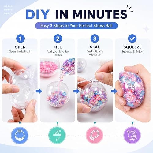 20PCS DIY Squishy Making Kit, DIY Stress Ball, Empty Stress Ball Skin with Expander & Vacuum Tool, Opening Plier Make Your Own Squishy Balls Craft thumbnail 3