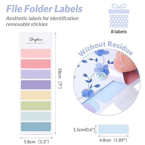 SKYDUE Expanding File Folder with 5 Pockets, Floral Accordion File Organizer for Important Document, Portable Receipt Paper Organizer, School Office Supplies,Blue thumbnail 3