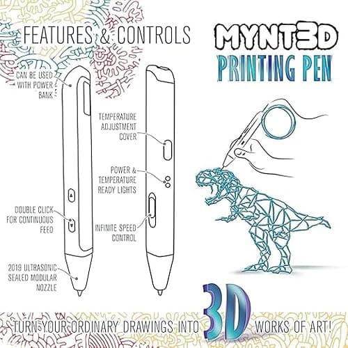 MYNT3D Super 3D Pen, 1.75mm ABS and PLA Compatible 3D Printing Pen thumbnail 4