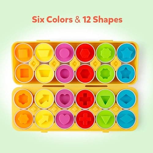 Coogam Matching Eggs 12 pcs Set Color & Shape Recoginition Sorter Puzzle for Toddlers Easter Travel Game Early Learning Educational Fine Motor Skill Montessori Gift for Year Old Kids thumbnail 3