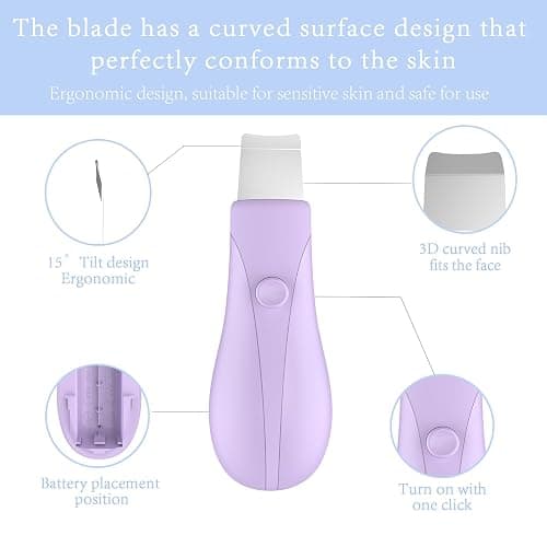 Skin Scrubber Face Spatula Skin Spatula Pore Cleaner Blackhead Remover Tools for Facial Deep Cleansing Skin Care Tool for Men and Women (Purple) thumbnail 5