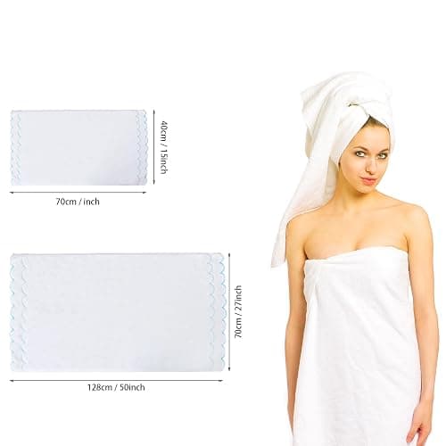RRBXIA 4 Set 100% Cotton Bath Towels Set 2 Bath Towels 2 Hand Towels Embroidered Decorative Scalloped Towels Soft Cute Towel for Bathroom (Blue) thumbnail 2
