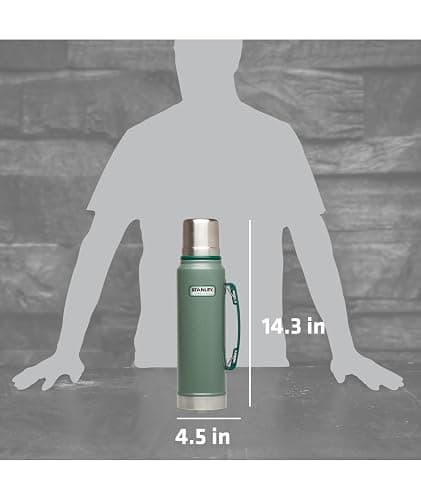 Stanley Heritage Classic Vacuum Bottle with Handle 1.1 qt | Wide Mouth w/Leakproof Cup Lid | Keep Drinks Hot or Cold | Insulated Stainless Steel Thermal Bottle | BPA-Free | Hammertone Green thumbnail 3