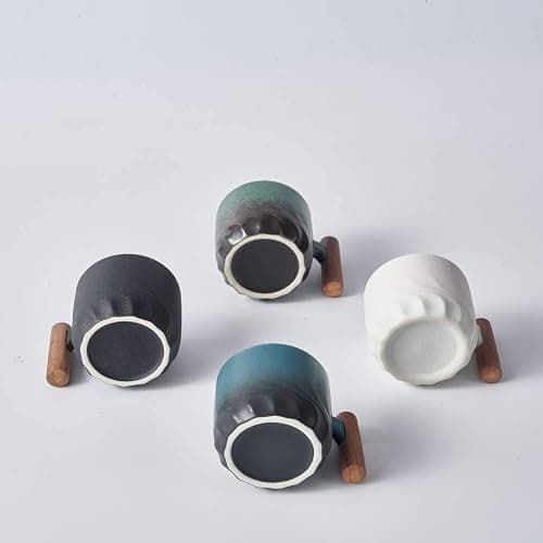 BlogBlog Ceramic Espresso Cups with Wooden Handle Espresso Shot Cups Ceramic Tea Cups Porcelain Demitasse Cups for Coffee or Tea, 3oz (green, 2) thumbnail 7