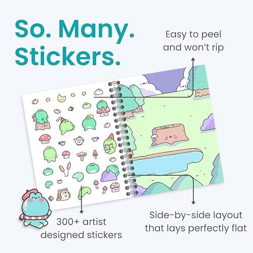 Cupkin Frogs Sticker Book Activity for Kids, Toddler Airplane Travel Essentials, 300+ Brogs Stickers for Kids + 8 Scenes + Coloring Book Pages, Rabbit Lover Gift, Children's Crafts Ages 2-8 thumbnail 2