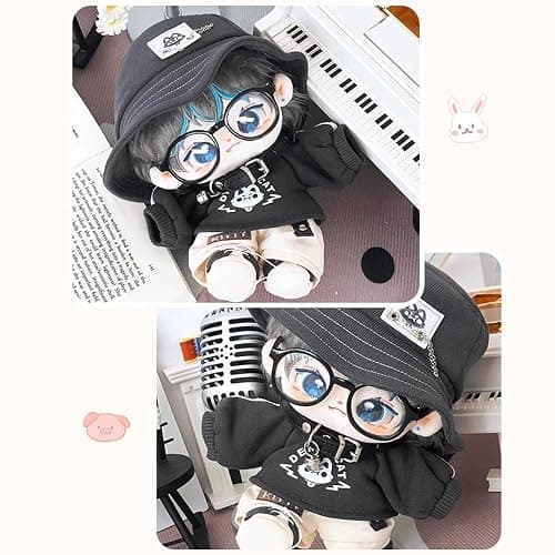 niannyyhouse 20cm Plush Doll Clothes Hat Long Sleeve T-Shirt Pants Glasses Necklace Shoes Demon Outfit 8in Doll Accessories thumbnail 4