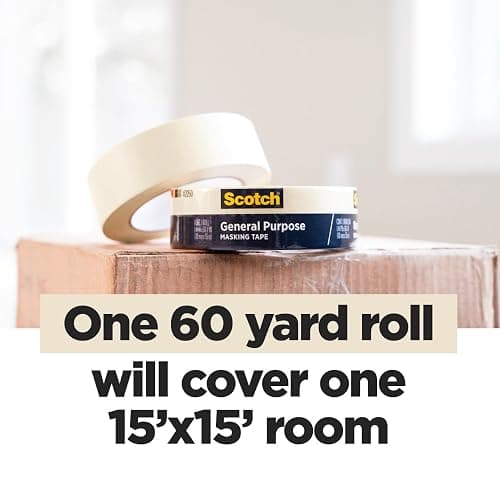 Scotch General Purpose Masking Tape, 1 Inch Wide, 1 Roll, 2050 | 0.94 in x 60 yd, Sticks for Up to 5 Days, Removes Easily Without Leaving Sticky Residue, Easy-to-Tear Masking Tape thumbnail 4