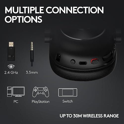 Logitech G PRO X 2 LIGHTSPEED Wireless Gaming Headphones, Detachable Boom Microphone, 50 mm Graphen Drives, DTS:X Headphone 2.0, 7.1 Surround, Bluetooth/USB/3.5 mm Aux, PC, PS5, PS4, Switch, White thumbnail 5