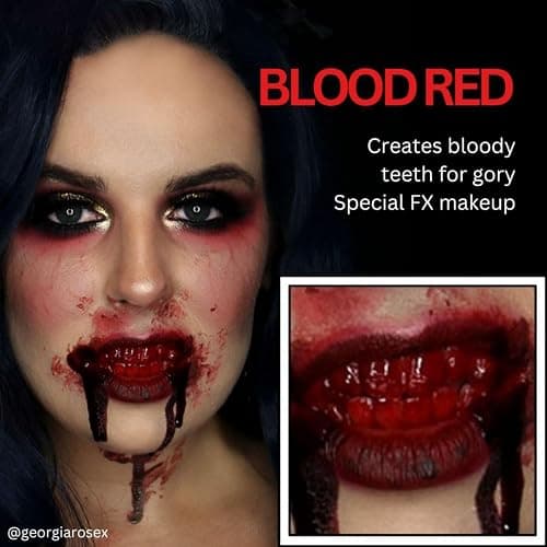 Mehron Makeup Tooth FX - BLOOD RED, Temporary Special FX Tooth Paint | Brush Off, Mouth Safe Teeth Makeup. Brush Included. Perfect for Halloween, Cosplay, & Theater. Cruelty Free & Made in the USA thumbnail 3