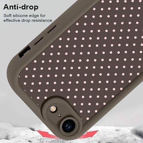Zrutru Cute Polka Dots Case for iPhone 16e/iPhone 17e 6.1",Aesthetic Classic Pink Polka Dot Trendy Fashion Design Cases for Girls Women Men,Brown Slim Shockproof Protective Cover for iPhone 16e thumbnail 3