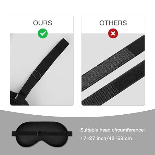 Sleep Mask, Silk Eye Mask for Sleeping with Adjustable Strap, Satin Blackout Sleeping Eye Mask for Men&Women, Comfortable Blindfold Eyeshade for Night Sleep(Black) thumbnail 3