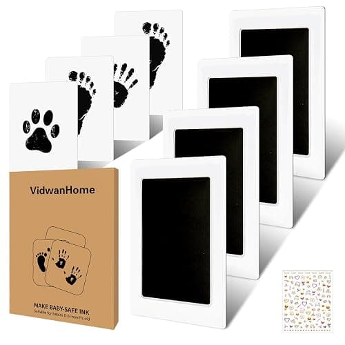 4pc Large Baby Hand and Footprint Kit– Inkless Clean Touch Ink Pad for Keepsake Footprints, Paw Prints, Mess-Free Ink Pad for Newborns and Pets with 16 White Cards(Jet Black.L) - Image 1