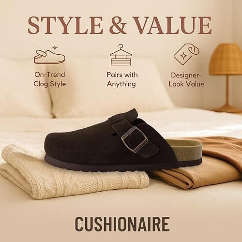 CUSHIONAIRE Hana - Genuine Leather Suede Classic Clog Womens Shoes - Slip On Mule Comfortable Shoes for Women thumbnail 7