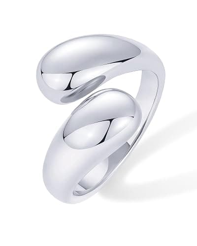 PAVOI 14K Gold Plated Chunky Open Twist Stackable Rings for Women | Bold Crossover Statement Ring Band - Image 1