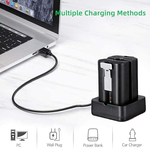 2-Pack 6040mAh Replacement Battery with Charger Station for Ring-Doorbell Camera 2/3/3 Plus/4, Spotlight and Stick Up Cam, Rechargeable Upgraded Lithium Li-ion Batteries 3.65V thumbnail 5
