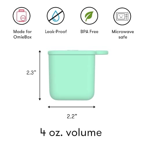 OmieBox (2 Pack) Leakproof Dips Containers to Go, Salad Dressing Container, Condiment Container with Lids - Food Safe Silicone - 4 Ounces (Blue/Mint) thumbnail 3