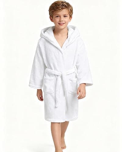 CJMJXPH Kids Toddler Boys Girls Fleece Robe Soft Hooded Bathrobe Pajamas Sleepwear 2-16 Years thumbnail 2