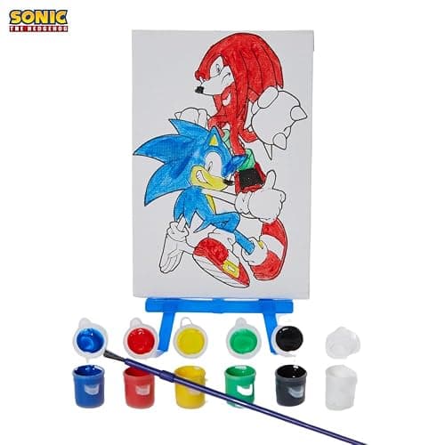 Innovative Designs Sonic The Hedgehog Canvas Paint Set for Kids with 3 Canvases, Acrylic Paint, Paintbrush, & Easel thumbnail 4