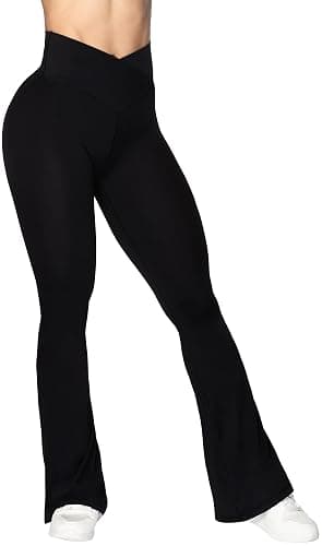 Sunzel Flare Leggings, Crossover Yoga Pants with Tummy Control, High-Waisted and Wide Leg - Image 1