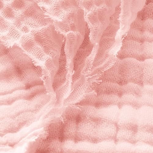 Carriediosa 100% Cotton Muslin Throw Blanket 90" X 90" Queen Size，4-Layers Summer Gauze Throws for Bed Couch，Soft Lightweight Breathable Linen Blankets Bedspread for Adults All Season，Dusty Pink thumbnail 8