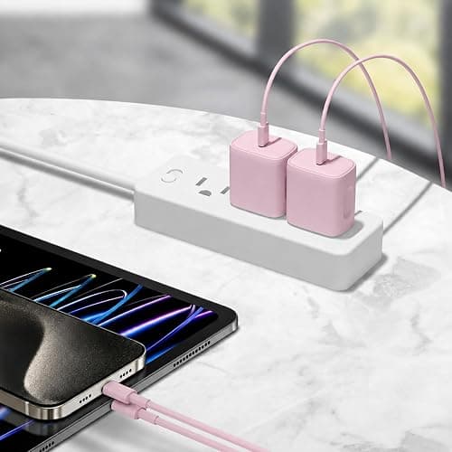 iPhone 17 16 15 Charger Fast Charging 10FT - 20W USB C Charger Block | with 10FT Type C to C Cable Compatible with iPhone 17/17 Pro/17 Pro Max/Air/16/16e/15, iPad Pro, iPad Air (Pink) thumbnail 7