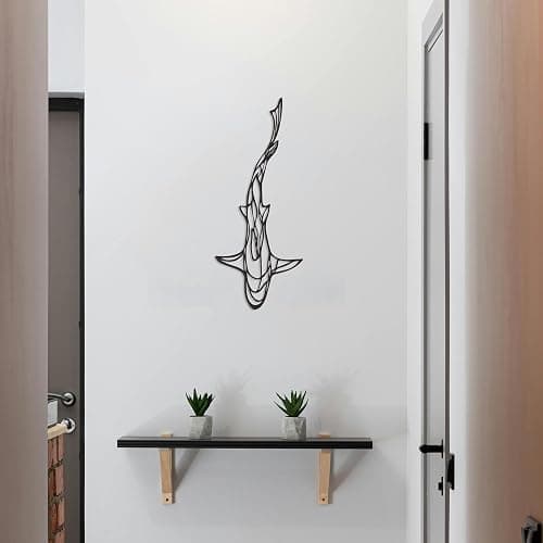 Abstract Shark Wall Art – 15.7x6.5 Inch Metal Fish Wall Decor for Coastal, Nautical, and Beach Themes – Perfect Shark Gifts for Home & Garden thumbnail 5