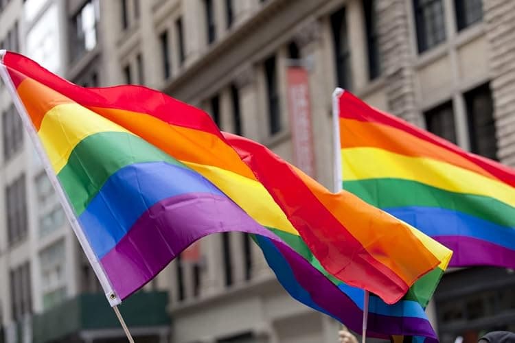 VKI® Flagge Regenbogen, 90x150cm Rainbow Flag, LGBT Gay Fahne, mit 2 Messing-Ösen, Zweifache Naht thumbnail 8