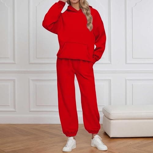 Sweatsuits Women 2 Piece Outfit Hooded Sweatshirt Matching Baggy Sweatpants with Pockets Y2k Lounge Jogging Tracksuit thumbnail 2