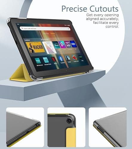 MoKo Case Fits All-New H D 8 inch Tablet (12th Generation/10th Gen, 2024/2022/2020 Release), PU Leather Trifold Stand Cover with Translucent Frosted Backshell with Auto Wake/Sleep, Light Yellow thumbnail 4