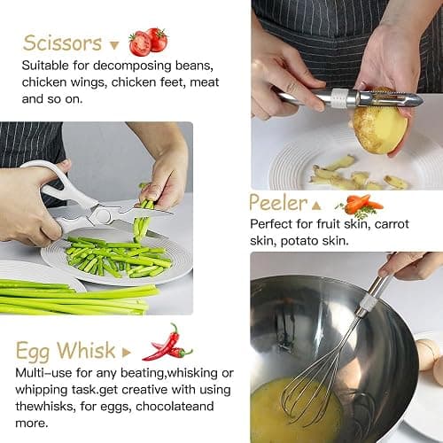 Kitchen Utensil Set-Silicone Cooking Utensils-33 Kitchen Gadgets & Spoons for Nonstick Cookware-Silicone and Stainless Steel Spatula Set-Best Kitchen Tools, Useful Pots (Cream White) thumbnail 6