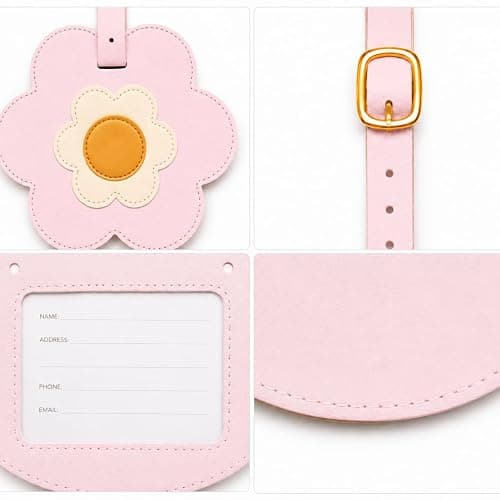 WORLD TRAVELER Womens Luggage Tag Cute Suitcase Identifiers with Strap | Faux Leather Build, Slim Lightweight Feel Fits Any Bag, Interior Pockets Keep Cards thumbnail 5