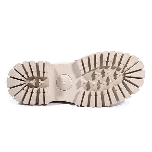 Beige Platform Loafers for Women Chunky Heel Lug Sole Loafers Slip ons Round Toe thumbnail 4