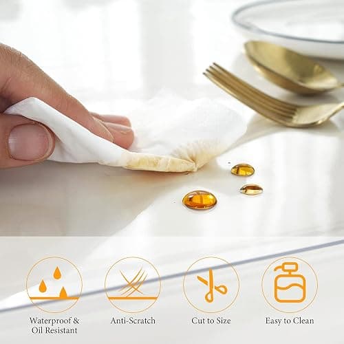 Deep Dream 1.5mm Clear Desk Cover Protector, 14×24 Inch Clear Desk Cover, Rectangular Vinyl Desk Pad, PVC Plastic Table Cover for Office, Dresser, Night Stand, Computer & Writing Desk Tabletop thumbnail 4