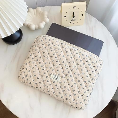 Puffy Laptop Sleeve 13-15.6 Inch Cute Quilted Laptop Protective Case Padded Floral Computer Sleeve for MacBook (A-Blue, 13 Inch) thumbnail 9