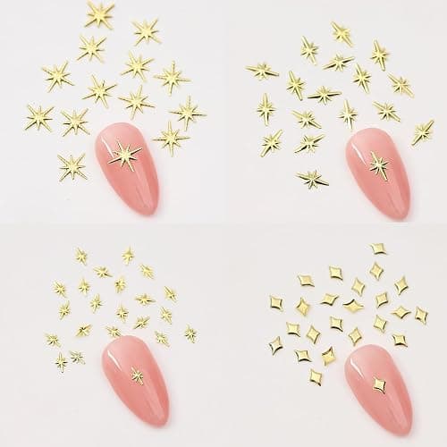 CUBLIVE 200Pcs Star Nail Charms for Nails Art 3D Gold Star Nail Charms Metallic Studs Rhinestones Stars Nail Jewelry Decorations Manicure Supplies Accessories for DIY Craft (G200) - Gold thumbnail 3