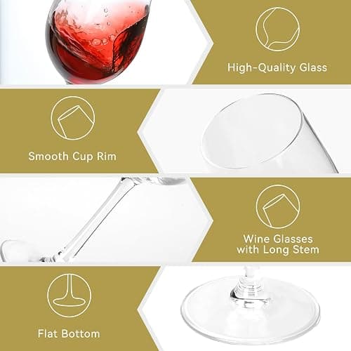 Red Wine Glasses Set of 4, 11oz, Premium Crystal Wine Glasses Hand Blown, Unique Birthday Gift or Wedding Anniversary thumbnail 4